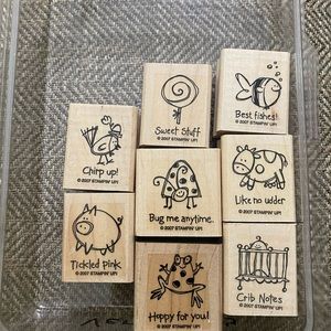 Stampin Up set of 8 Very Punny wood mounted stamps